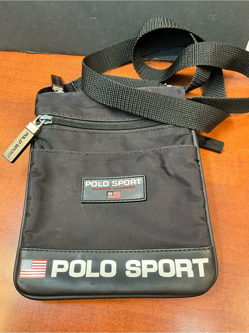 VINTAGE Polo by Ralph Lauren Black Polo Sport Small Crossbody Messenger Bag